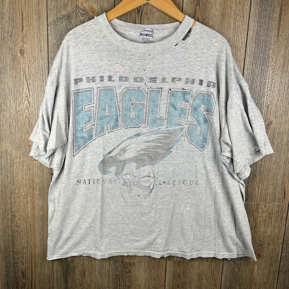 NFL Vintage Philadelphia Eagles T-Shirt True Fan Distressed Thrashed Boxy XL
